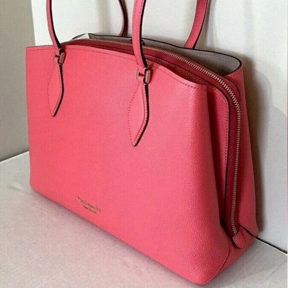 New Kate Spade Zeezee Large Work Tote Leather Peach Melba - Picture 2 of 6